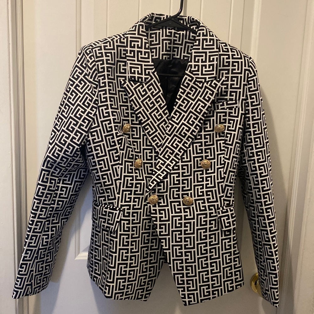 NWOT - Jacquard print double-breasted 6 button blazer